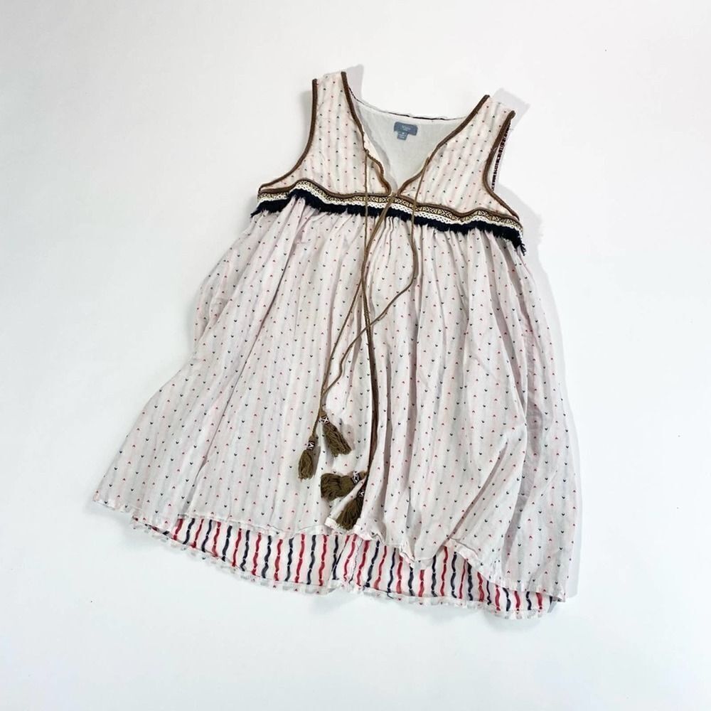 Vizio M embroidered boho tunic tank with tassels